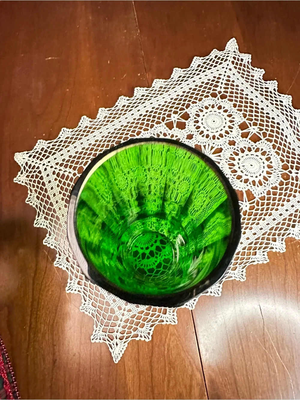 Antique Bohemian Emerald Green Glass Vase Hand Enameled Scrollwork 10”